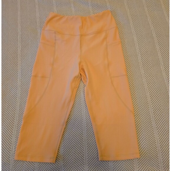 Zippy Pants - Zippy High Waisted Capri Leggings Women Small Yellow Yoga Pant Pockets Workout